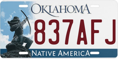 OK license plate 837AFJ