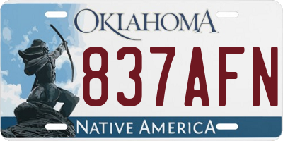 OK license plate 837AFN
