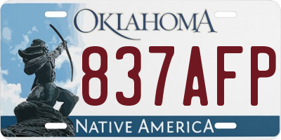 OK license plate 837AFP