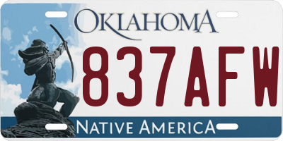 OK license plate 837AFW