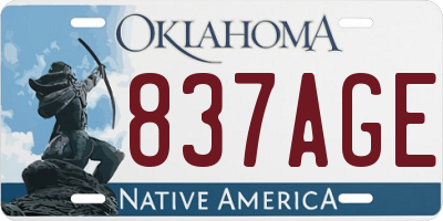 OK license plate 837AGE
