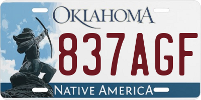 OK license plate 837AGF