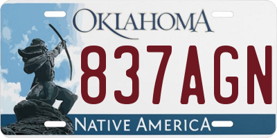 OK license plate 837AGN