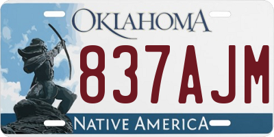 OK license plate 837AJM
