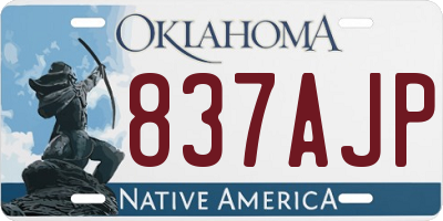 OK license plate 837AJP