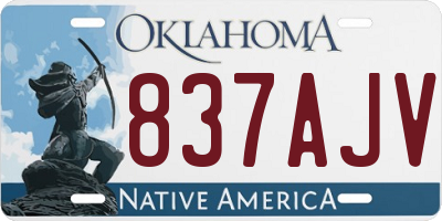OK license plate 837AJV