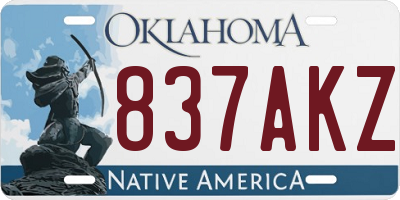 OK license plate 837AKZ