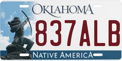 OK license plate 837ALB