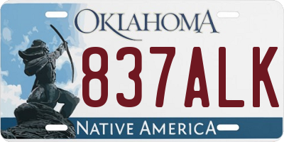 OK license plate 837ALK