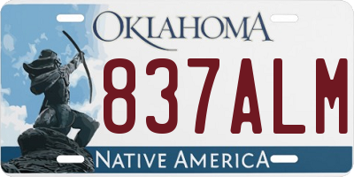 OK license plate 837ALM