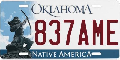 OK license plate 837AME