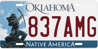 OK license plate 837AMG