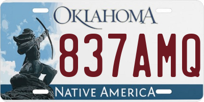 OK license plate 837AMQ