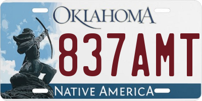 OK license plate 837AMT