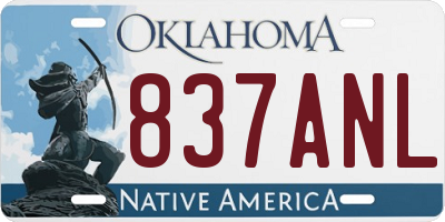 OK license plate 837ANL