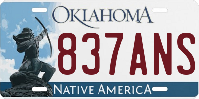 OK license plate 837ANS