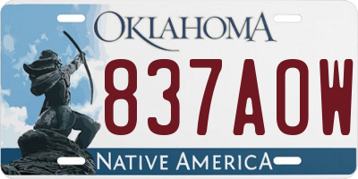 OK license plate 837AOW