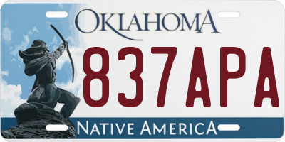 OK license plate 837APA