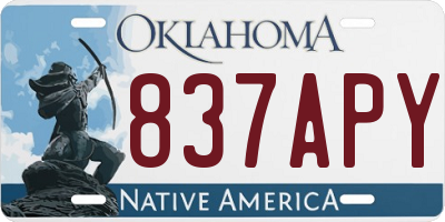 OK license plate 837APY