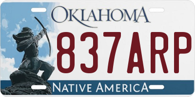 OK license plate 837ARP