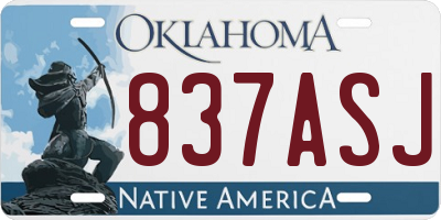 OK license plate 837ASJ