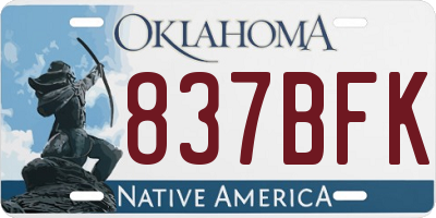 OK license plate 837BFK