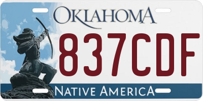 OK license plate 837CDF