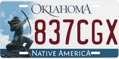 OK license plate 837CGX