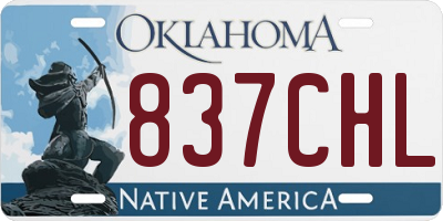 OK license plate 837CHL