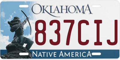 OK license plate 837CIJ