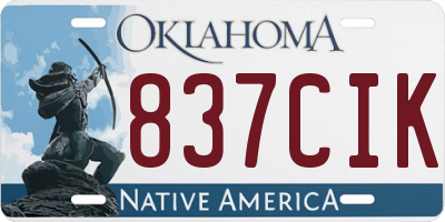 OK license plate 837CIK