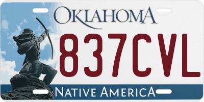 OK license plate 837CVL
