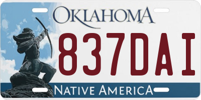 OK license plate 837DAI