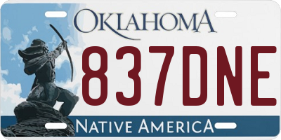 OK license plate 837DNE