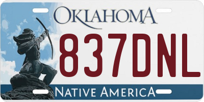 OK license plate 837DNL