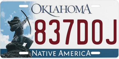 OK license plate 837DOJ