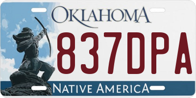 OK license plate 837DPA