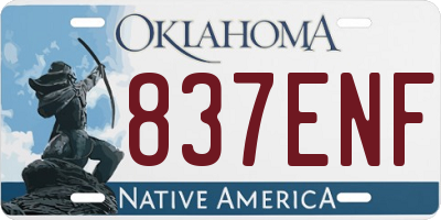 OK license plate 837ENF