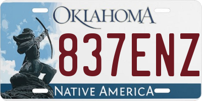 OK license plate 837ENZ