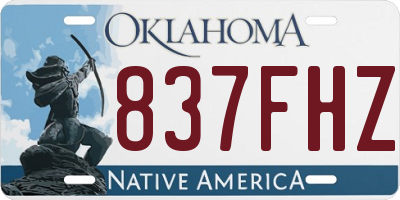 OK license plate 837FHZ