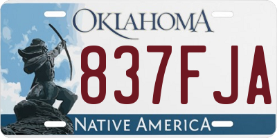 OK license plate 837FJA