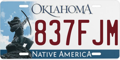 OK license plate 837FJM