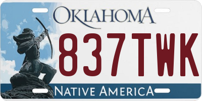 OK license plate 837TWK