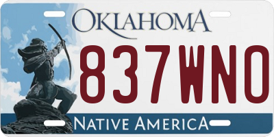 OK license plate 837WNO