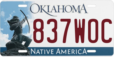 OK license plate 837WOC