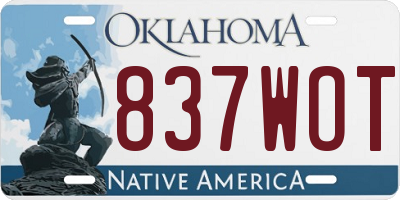 OK license plate 837WOT