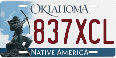 OK license plate 837XCL
