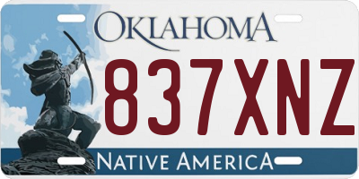 OK license plate 837XNZ