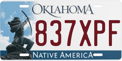 OK license plate 837XPF