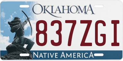 OK license plate 837ZGI